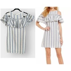Gianni Bini striped cold shoulder off shoulder dress